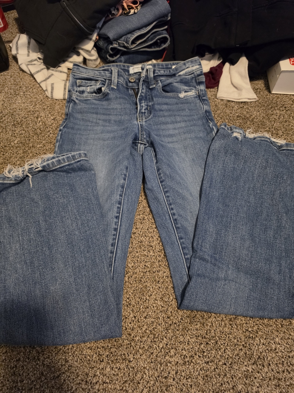 Women’s Blue Distressed High-Rise Jeans -- Flying Monkey